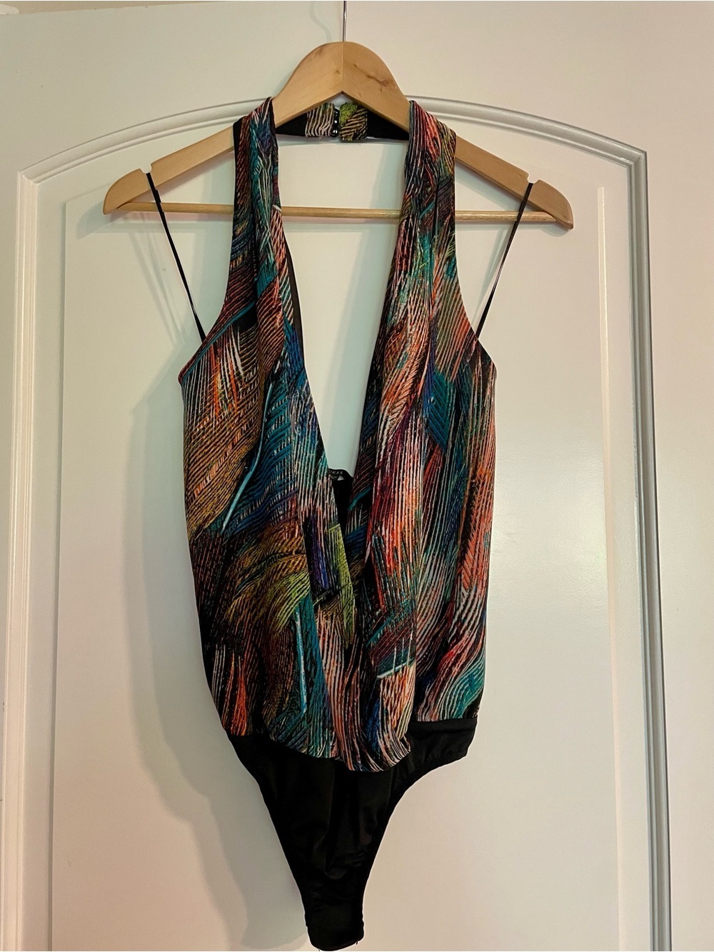 Guess Multicolor Halter Sleeveless Bodysuit  Surplice V-neckline Size S